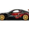 1993 Mazda RX-7 Black with Graphics "Lab Monkeys" with Saru Diecast Figure "Hollywood Rides" Series 1/24 Diecast Model Car by Jada
