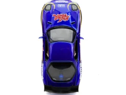 1993 Mazda RX-7 Candy Blue Metallic with Graphics and Chun-Li Diecast Figure Street Fighter Video Game Anime Hollywood Rides Series 1/24 Diecast Model Car Jada 30838