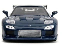 1993 Mazda RX-7 Dark Blue with Graphics and Kakashi Hatake Diecast Figure 