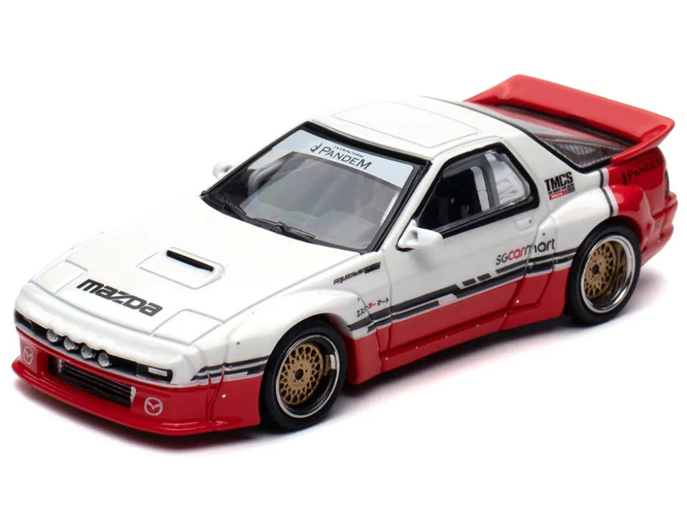 Mazda RX-7 (FC3S) "Pandem Rocket Bunny" White and Red with Black Stripes "The Model Car Show Singapore 2025 Event Edition" 1/64 Diecast Model Car by Inno Models