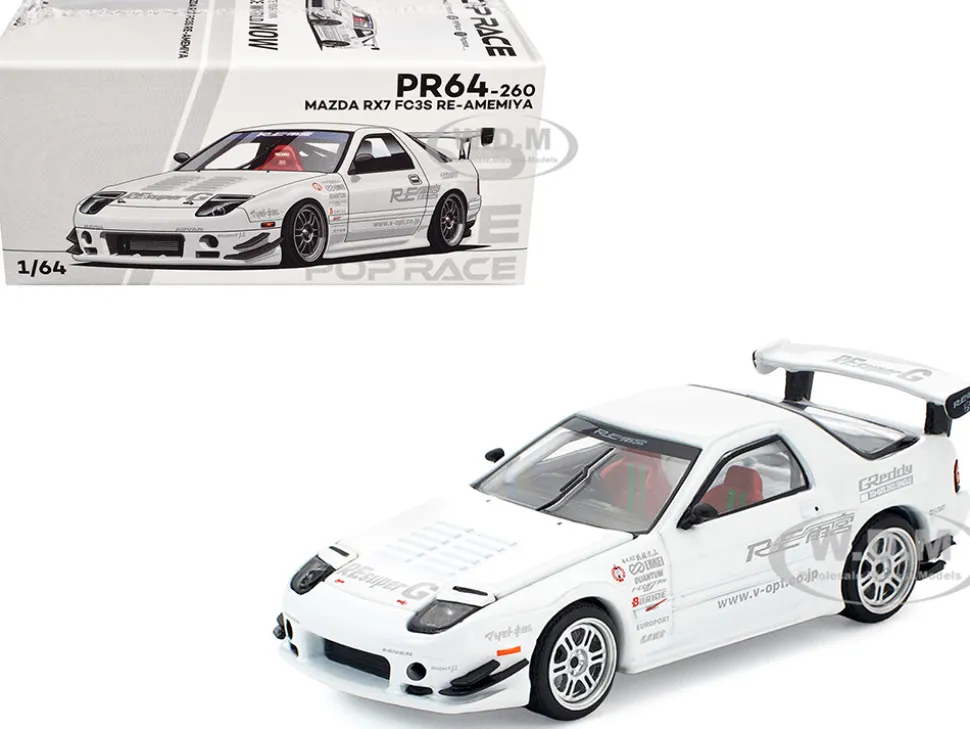 Mazda RX7 (FC3S) RE Amemiya RHD (Right Hand Drive) White 1/64 Diecast Model Car by Pop Race