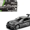 Mazda RX7 (FD) "RE Amemiya" Widebody RHD (Right Hand Drive) Gunmetal Gray Metallic with Carbon Hood 1/64 Diecast Model Car by Pop Race