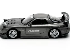 Mazda RX7 (FD) "RE Amemiya" Widebody RHD (Right Hand Drive) Gunmetal Gray Metallic with Carbon Hood 1/64 Diecast Model Car by Pop Race