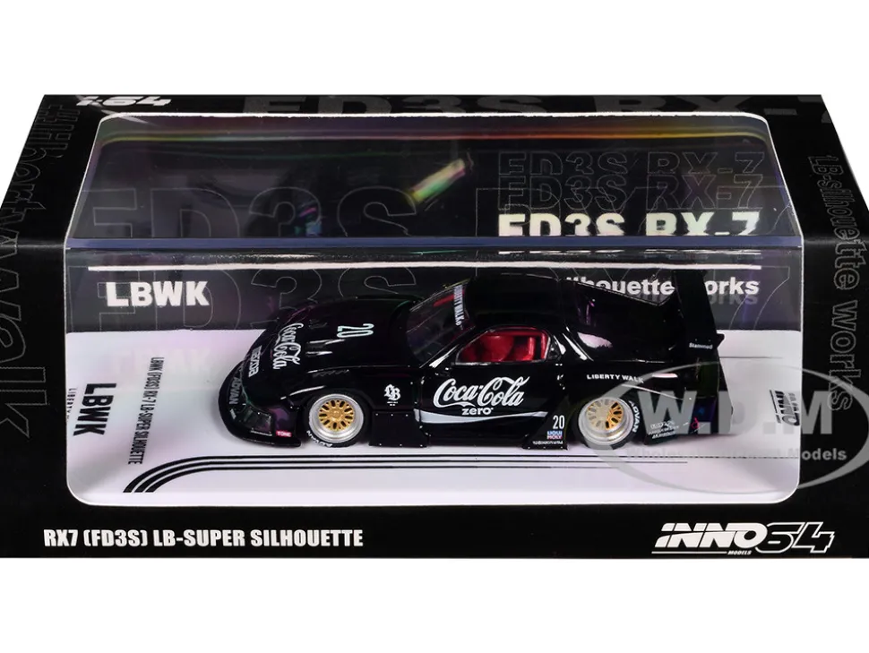 Mazda RX7 (FD3S) LB-Super-Silhouette RHD (Right Hand Drive) #20 "Coca-Cola Zero" Black 1/64 Diecast Model Car by Inno Models