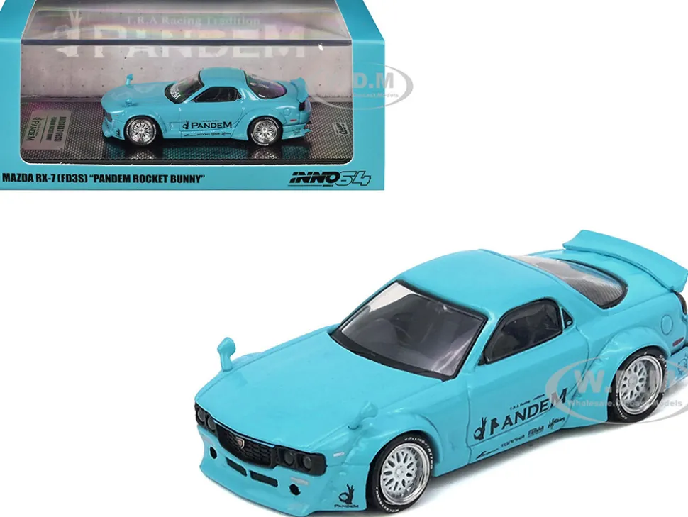 Mazda RX-7 (FD3S) RHD (Right Hand Drive) "Pandem Rocket Bunny" Light Blue 1/64 Diecast Model Car by Inno Models