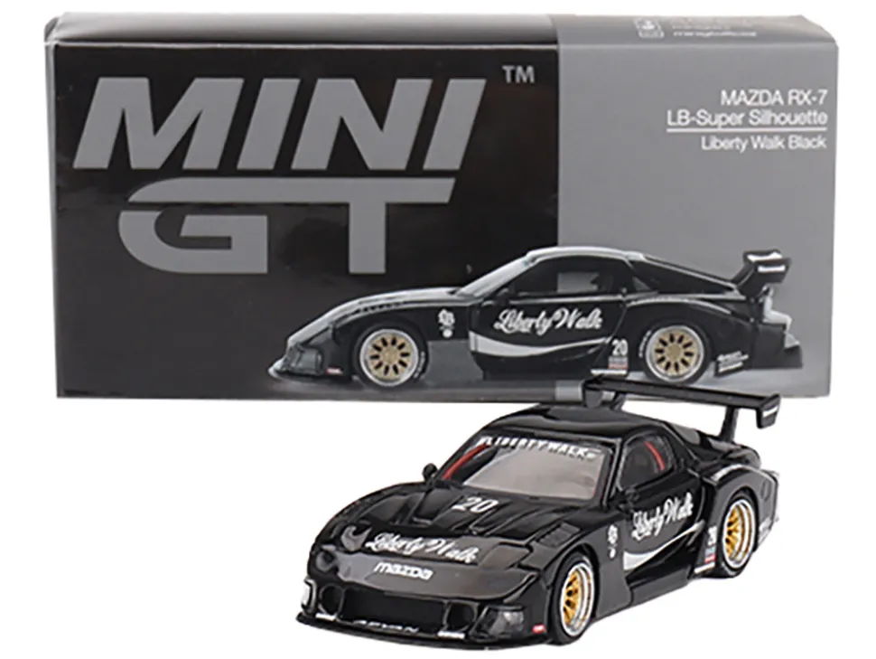 Mazda RX-7 LB-Super Silhouette #20 "Liberty Walk" Black Limited Edition 1/64 Diecast Model Car by Mini GT
