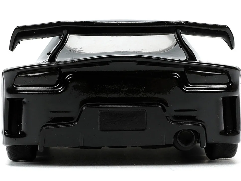 1995 Mazda RX 7 RHD Right Hand Drive Black and Black Panther Diecast Figure The Avengers Hollywood Rides Series 1/32 Diecast Model Car Jada 33078