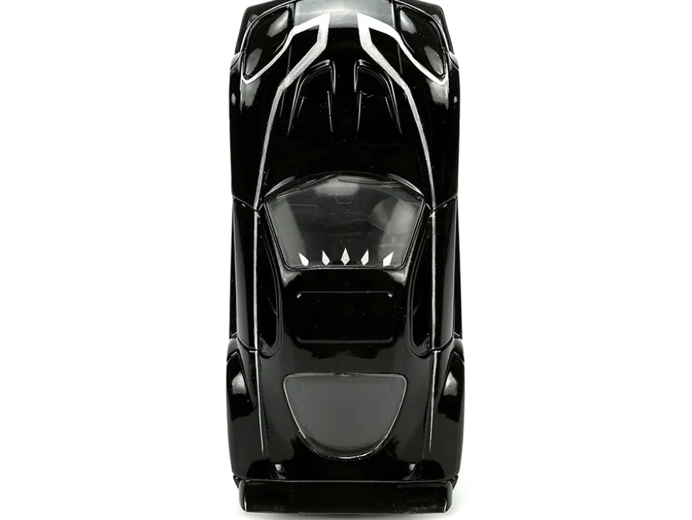 1995 Mazda RX 7 RHD Right Hand Drive Black and Black Panther Diecast Figure The Avengers Hollywood Rides Series 1/32 Diecast Model Car Jada 33078