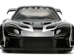 1995 Mazda RX 7 RHD Right Hand Drive Black and Black Panther Diecast Figure The Avengers Hollywood Rides Series 1/32 Diecast Model Car Jada 33078