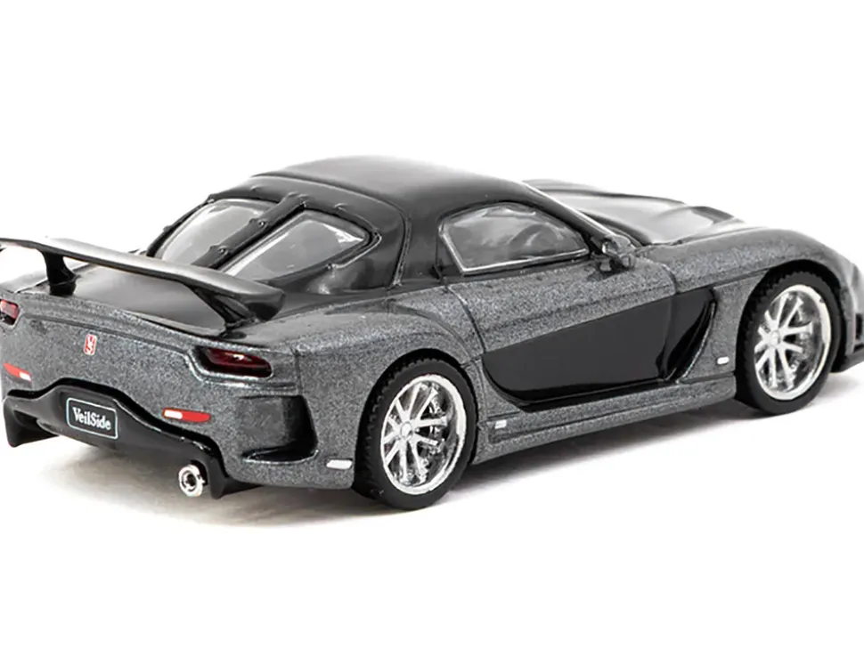 Mazda RX-7 "VeilSide Fortune7" RHD (Right Hand Drive) Gray Metallic and Black "Global64" Series 1/64 Diecast Model Car by Tarmac Works