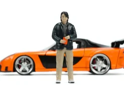 1995 Mazda RX-7 Widebody RHD Right Hand Drive Orange Metallic Black Han Diecast Figurine The Fast and the Furious Tokyo Drift 2006 Movie 1/24 Diecast Model Car Jada 33174