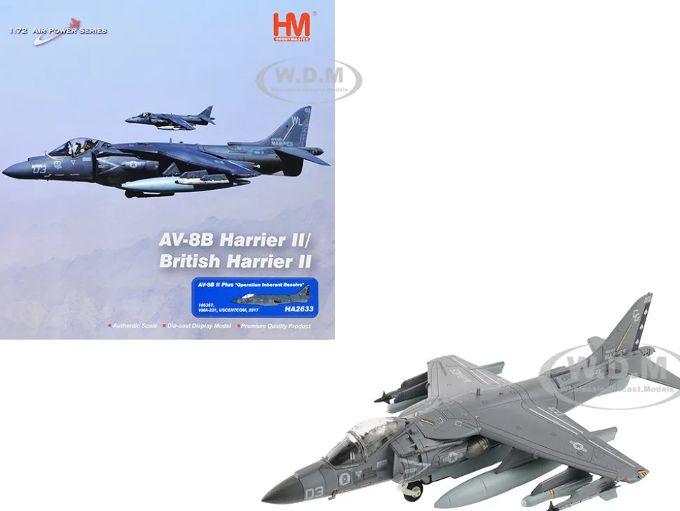 McDonnell Douglas AV-8B Plus Harrier II Aircraft "165357, VMA-231 Ace of Spades, Operation Inherent Resolve, USCENTCOM" (2017) United States Marine Corps "Air Power Series" 1/72 Diecast Model by Hobby Master