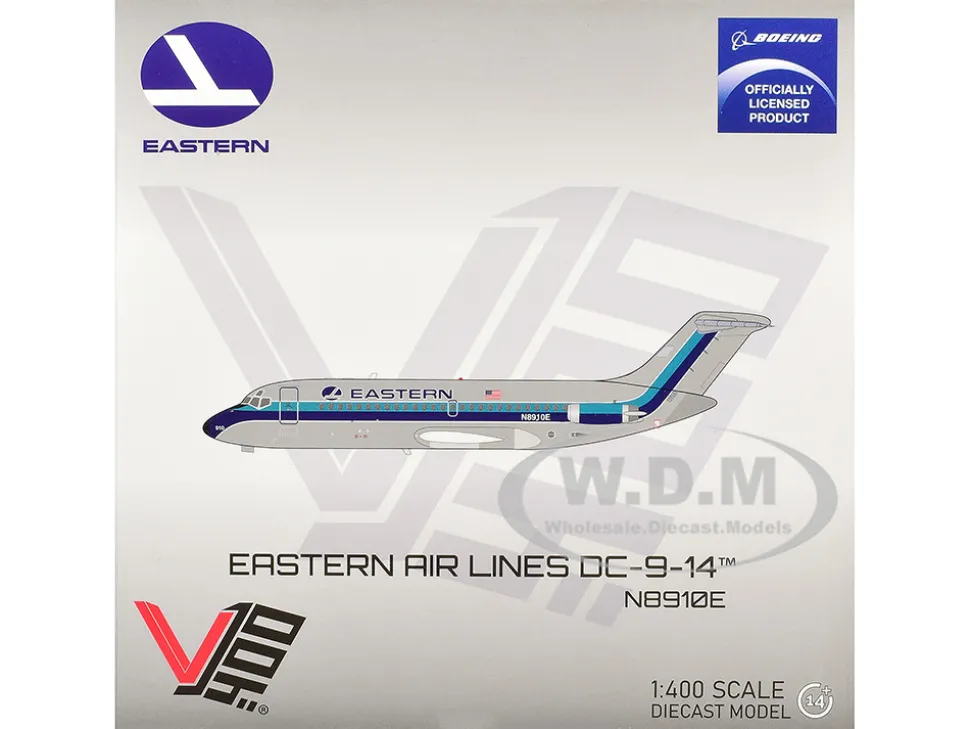 McDonnell Douglas DC-9-14 Commercial Aircraft "Eastern Air Lines" (N8910E) Silver with Blue Stripes 1/400 Diecast Model Airplane by V1:400