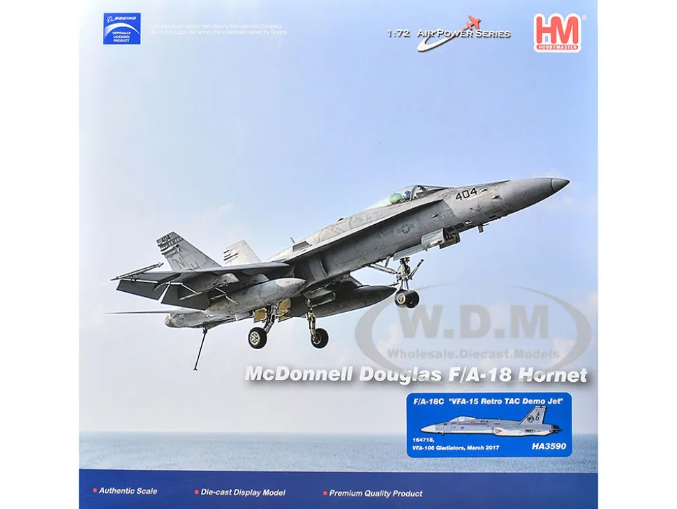 McDonnell Douglas F/A-18C Hornet Aircraft "VFA-15 Retro TAC Demo Jet, VFA-106 Gladiators" (2017) United States Navy "Air Power Series" 1/72 Diecast Model by Hobby Master