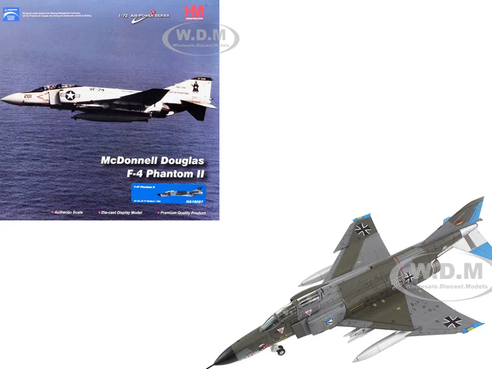 McDonnell Douglas F-4F Phantom II Fighter-Bomber Aircraft "Jagdgeschwader 74 (JG 74), Molders" (1982) German Luftwaffe "Air Power Series" 1/72 Diecast Model by Hobby Master