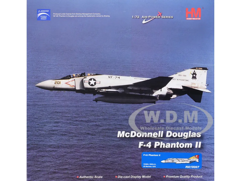 McDonnell Douglas F-4J Phantom II Fighter-Bomber Aircraft "153893, VMFA-312 Checkerboards" (1976) United States Marine Corps "Air Power Series" 1/72 Diecast Model by Hobby Master