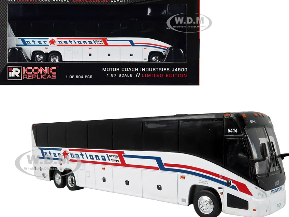 MCI J4500 Coach Bus International Stage Lines White The Bus & Motorcoach Collection Limited Edition to 504 pieces Worldwide 1/87 HO Diecast Model Iconic Replicas 87-0466