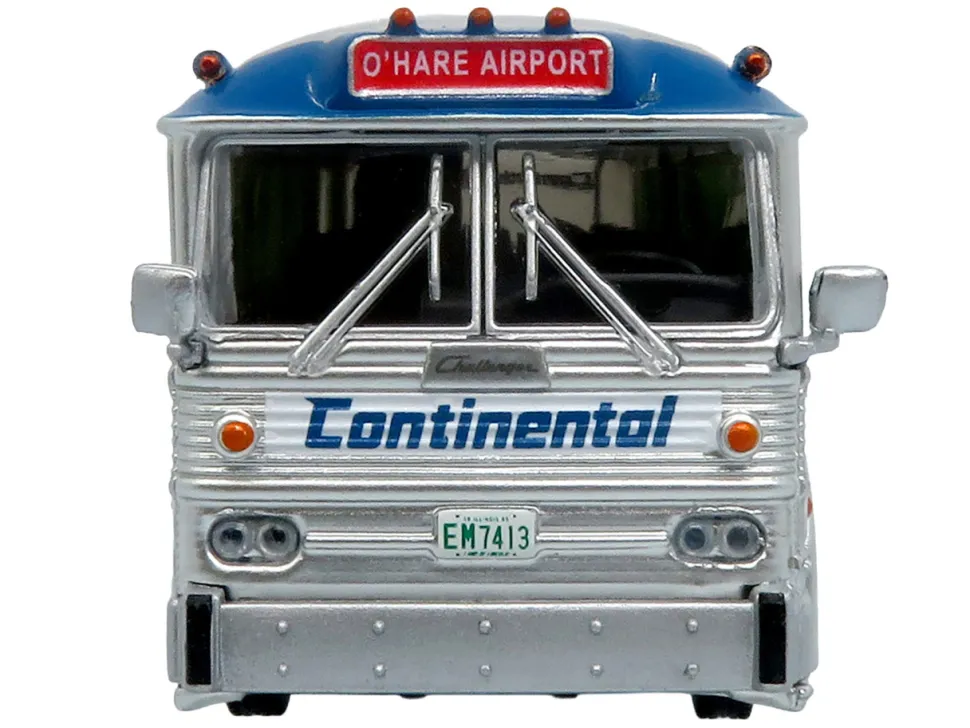 1964 MCI MC-5A Coach Bus "Continental Air Transport" Silver with Blue Stripes "Vintage Bus & Motorcoach Collection" Limited Edition to 504 pieces Worldwide 1/87 (HO) Diecast Model by Iconic Replicas