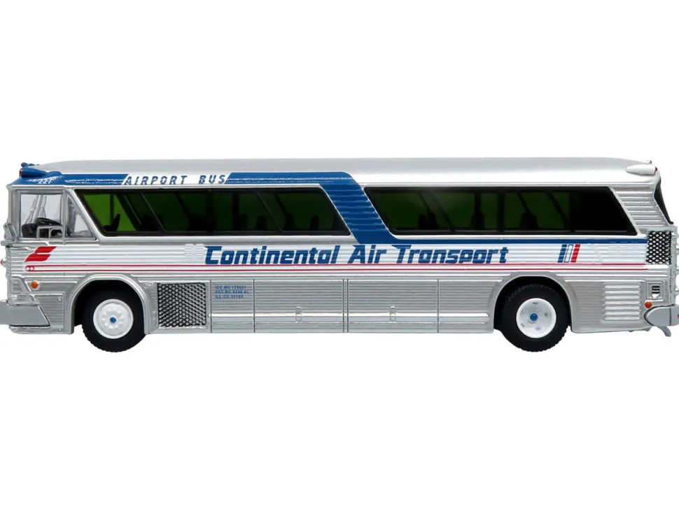 1964 MCI MC-5A Coach Bus "Continental Air Transport" Silver with Blue Stripes "Vintage Bus & Motorcoach Collection" Limited Edition to 504 pieces Worldwide 1/87 (HO) Diecast Model by Iconic Replicas