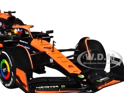 McLaren MCL38 #81 Oscar Piastri "OKX" Formula One F1 "Miami GP" (2024) with Display Case 1/24 Diecast Model Car by Bburago