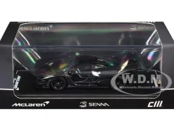 McLaren Senna GTR Dark Gray Metallic with Carbon Hood and Black Top 1/64 Diecast Model Car by CM Model