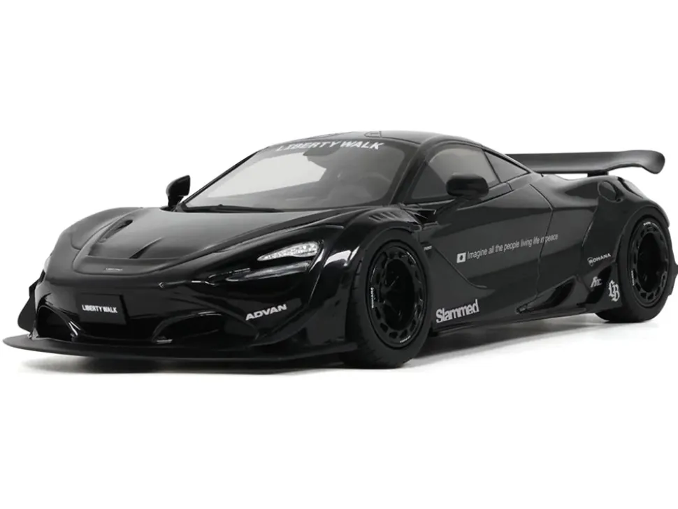 2023 McLaren 720S "LB-Works - Liberty Walk" Black 1/18 Model Car by GT Spirit