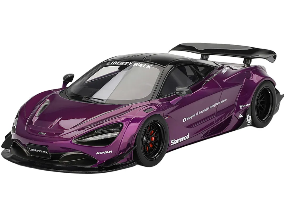 McLaren 720S "LB-Works" Purple Metallic with Black Top 1/18 Model Car by Top Speed