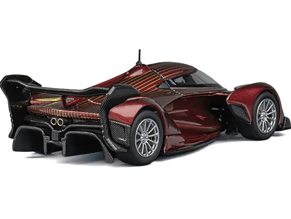 McLaren Solus GT Wine Red Metallic with Gold Stripes 1/64 Diecast Model Car by CM Model