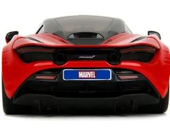McLaren 720S Red and Blue with Black Top and Graphics and Spider-Man Diecast Figure