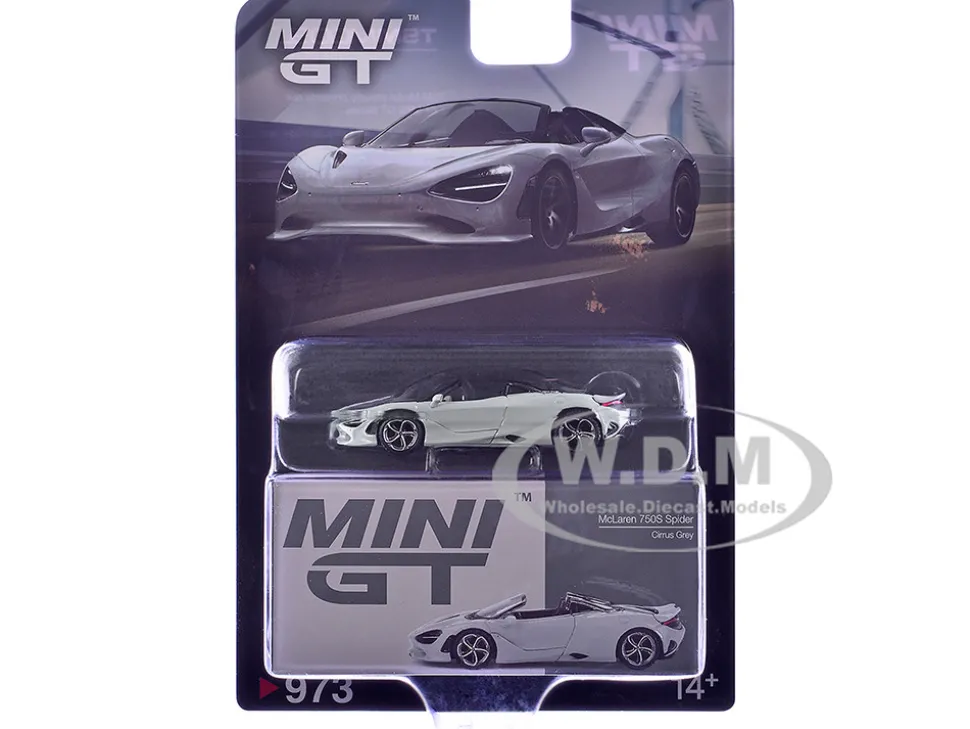 McLaren 750S Spider Cirrus Gray Limited Edition 1/64 Diecast Model Car by Mini GT