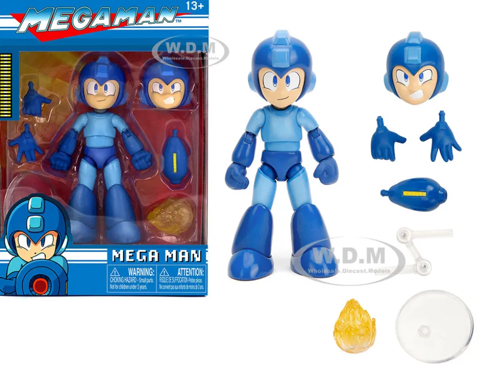 Mega Man 4 5 Moveable Figure with Accessories and Alternate Head and Hands Mega Man 1987 Video Game model Jada 34221