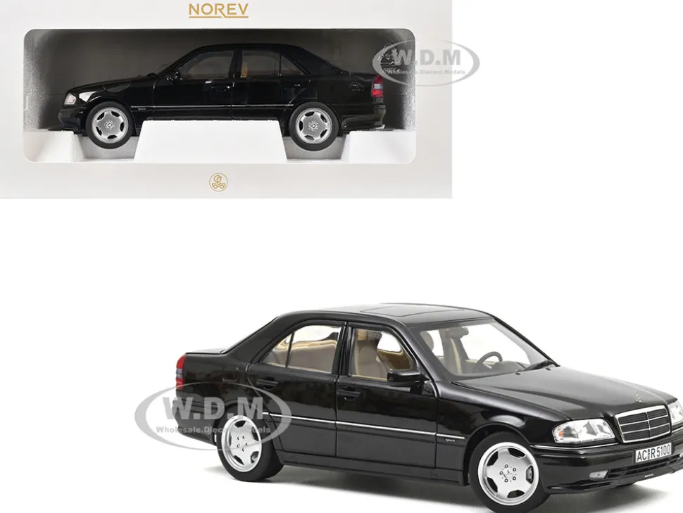 1993 Mercedes-Benz C36 AMG Black Metallic 1/18 Diecast Model Car by Norev