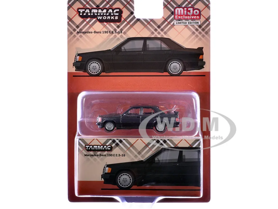 Mercedes-Benz 190 E 2.3-16 Blue-Black Metallic "Global64" Series 1/64 Diecast Model by Tarmac Works