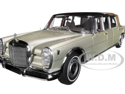 1965-1981 Mercedes Benz 600 Pullman W100 Landaulet Limousine Convertible Functional Softtop Gold Limited Edition 800 pieces Worldwide 1/18 Diecast Model Car CMC M-217