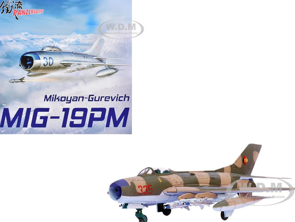 Mikoyan-Gurevich MiG-19PM Farmer-E Fighter Aircraft "Red 335" East German Air Force 1/72 Diecast Model by Panzerkampf