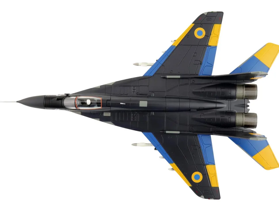 Mikoyan MIG-29 Fulcrum Aircraft "Ghost of Kyiv, 40th Tactical Aviation Brigade, Vasylkiv Air Base" (2023) Ukrainian Air Force "Air Power Series" 1/72 Diecast Model by Hobby Master