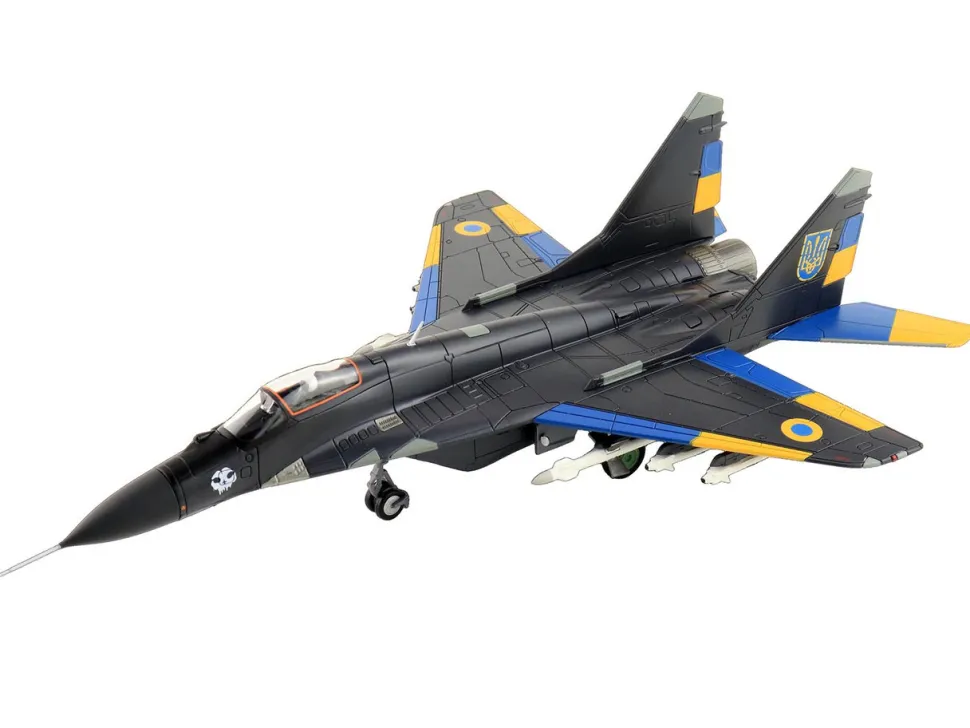 Mikoyan MIG-29 Fulcrum Aircraft "Ghost of Kyiv, 40th Tactical Aviation Brigade, Vasylkiv Air Base" (2023) Ukrainian Air Force "Air Power Series" 1/72 Diecast Model by Hobby Master