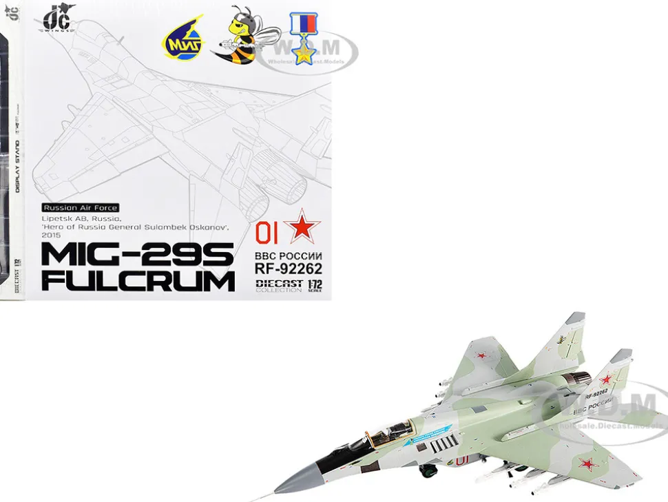 Mikoyan MiG-29S Fulcrum-C Fighter Aircraft "Hero of Russia General Sulambek Oskanov, Lipetsk AB, Russia" (2018) Russian Air Force 1/72 Diecast Model by JC Wings
