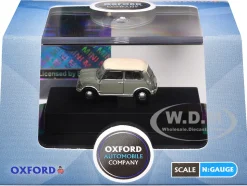 Mini Classic Tweed Gray with Cream Top 1/148 (N) Scale Diecast Model Car by Oxford Diecast