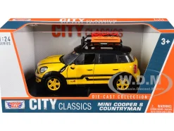 Mini Cooper S Countryman Roof Rack Accessories Yellow Metallic and Black City Classics Series 1/24 Diecast Model Car Motormax 79752