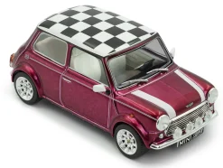 1997 Mini Cooper Sport Purple Metallic with White Stripes and Checkered Top 1/43 Diecast Model Car by Solido