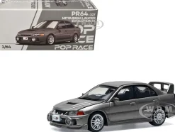 Mitsubishi Lancer Evolution IV RHD (Right Hand Drive) Dark Gray Metallic 1/64 Diecast Model Car by Pop Race