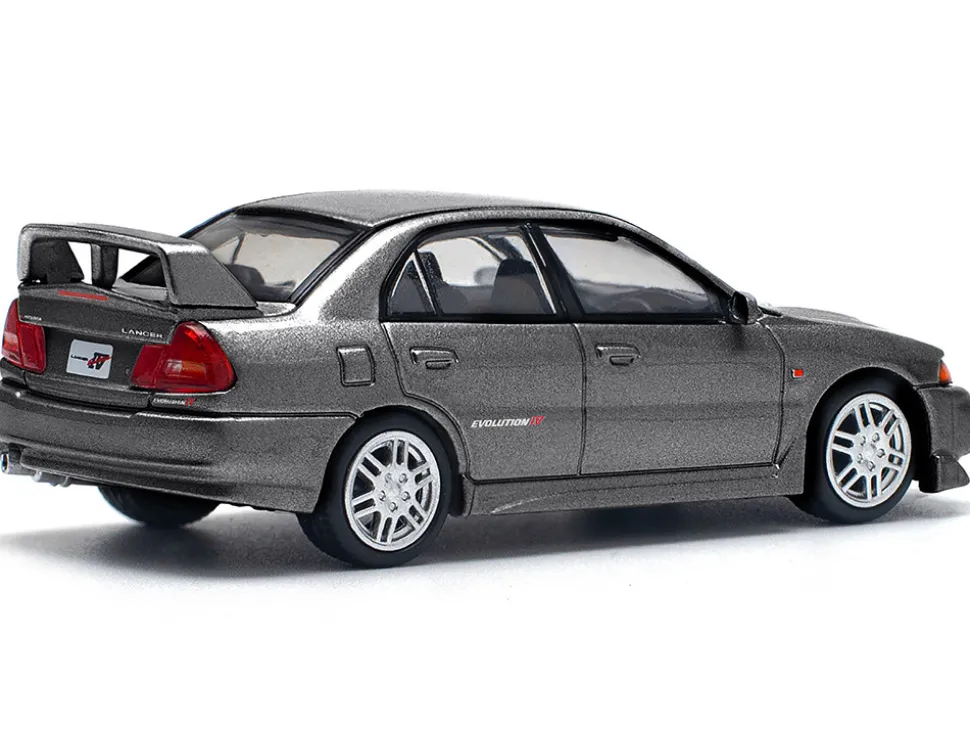 Mitsubishi Lancer Evolution IV RHD (Right Hand Drive) Dark Gray Metallic 1/64 Diecast Model Car by Pop Race