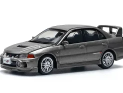 Mitsubishi Lancer Evolution IV RHD (Right Hand Drive) Dark Gray Metallic 1/64 Diecast Model Car by Pop Race