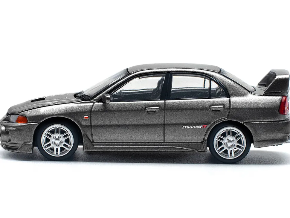 Mitsubishi Lancer Evolution IV RHD (Right Hand Drive) Dark Gray Metallic 1/64 Diecast Model Car by Pop Race