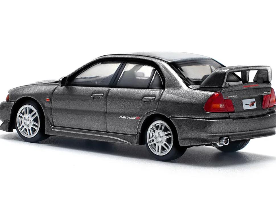 Mitsubishi Lancer Evolution IV RHD (Right Hand Drive) Dark Gray Metallic 1/64 Diecast Model Car by Pop Race