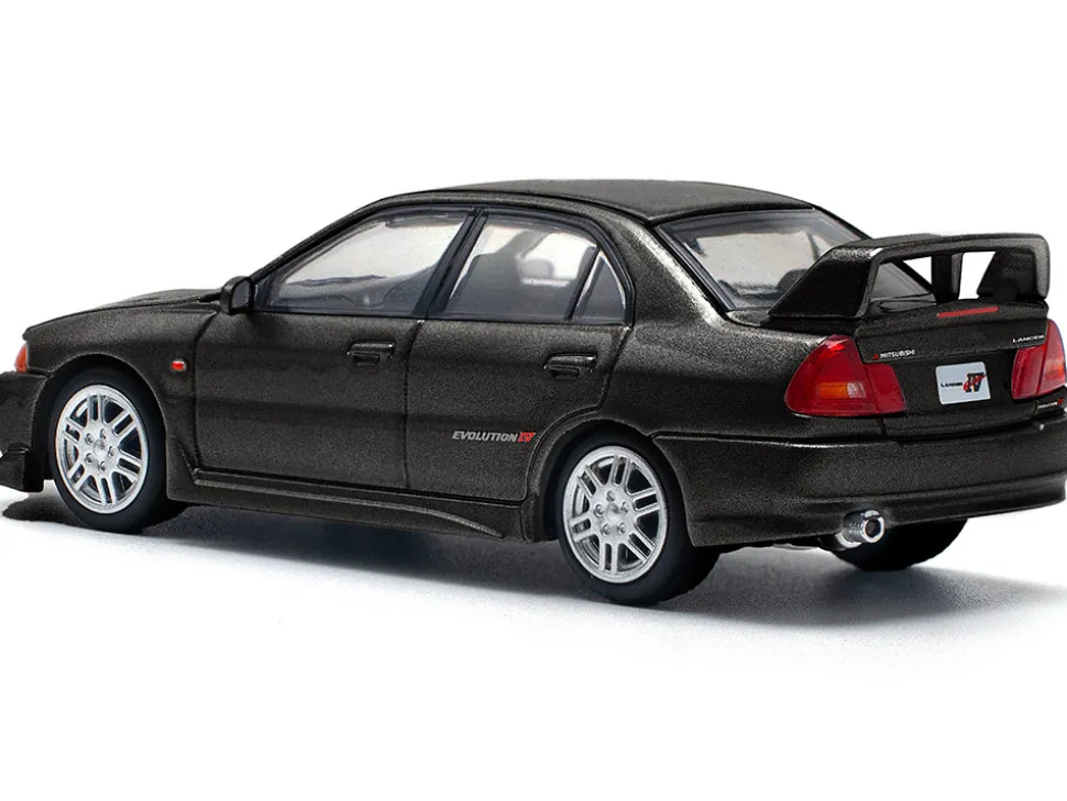 Mitsubishi Lancer Evolution IV RHD (Right Hand Drive) Pyrenees Black Pearl 1/64 Diecast Model Car by Pop Race
