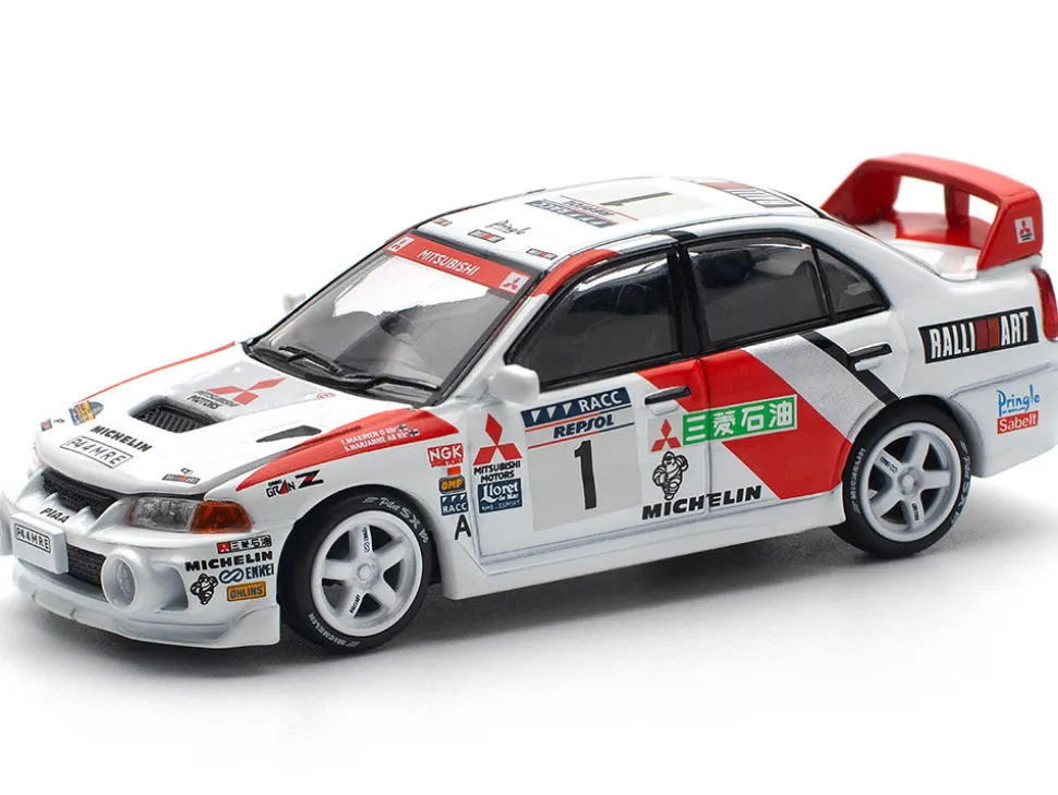 Mitsubishi Lancer Evolution IV RHD (Right Hand Drive) #1 Tommi Makinen - Seppo Harjanne Winner "Rally de Catalunya" (1997) 1/64 Diecast Model Car by Pop Race