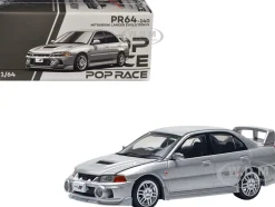 Mitsubishi Lancer Evolution IV RHD (Right Hand Drive) Steel Silver Metallic 1/64 Diecast Model Car by Pop Race