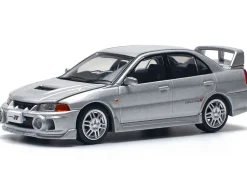 Mitsubishi Lancer Evolution IV RHD (Right Hand Drive) Steel Silver Metallic 1/64 Diecast Model Car by Pop Race